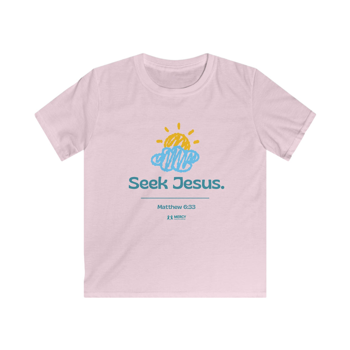 Values Collection - Seek Jesus. Kids Tee — “First Things First. Seek Jesus.” Christian Faith Shirt (Matthew 6:33)