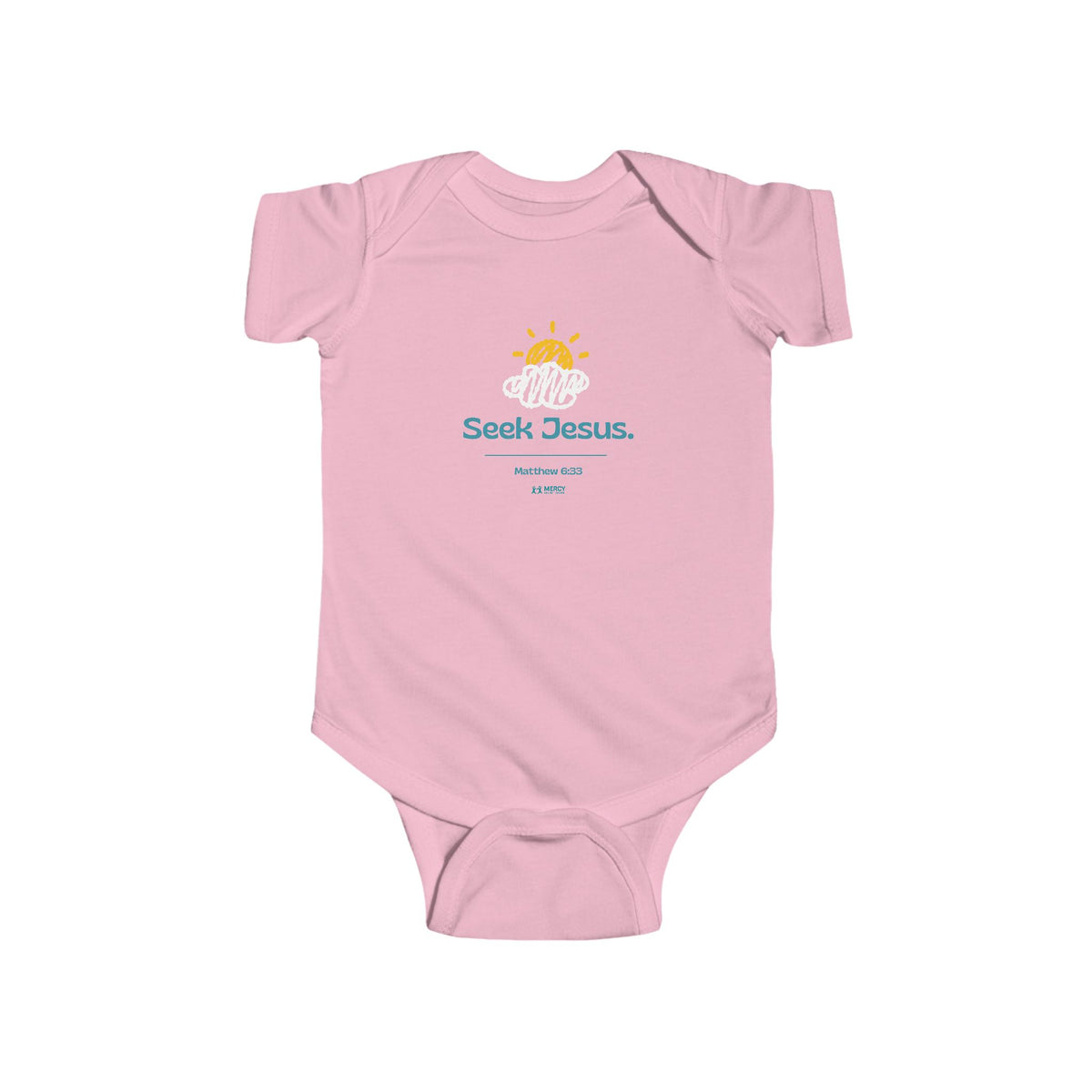 Values Collection - Seek Jesus. Infant Bodysuit - "First Things First" Christian Baby Onesie with "Seek Jesus" Back Design