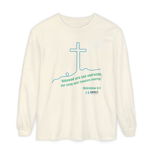 Mercy Health Center Long Sleeve Tee — 'Blessed are the merciful' Cross Design