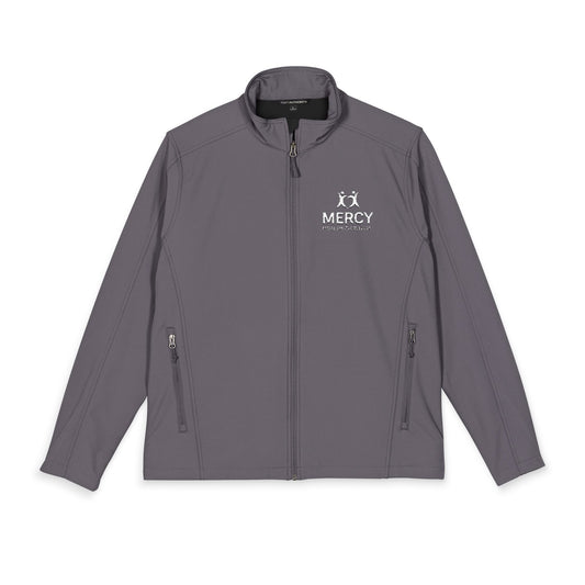 Embroidered 'MERCY' Men's Core Soft Shell Jacket — Lightweight Windproof Work & Casual Coat