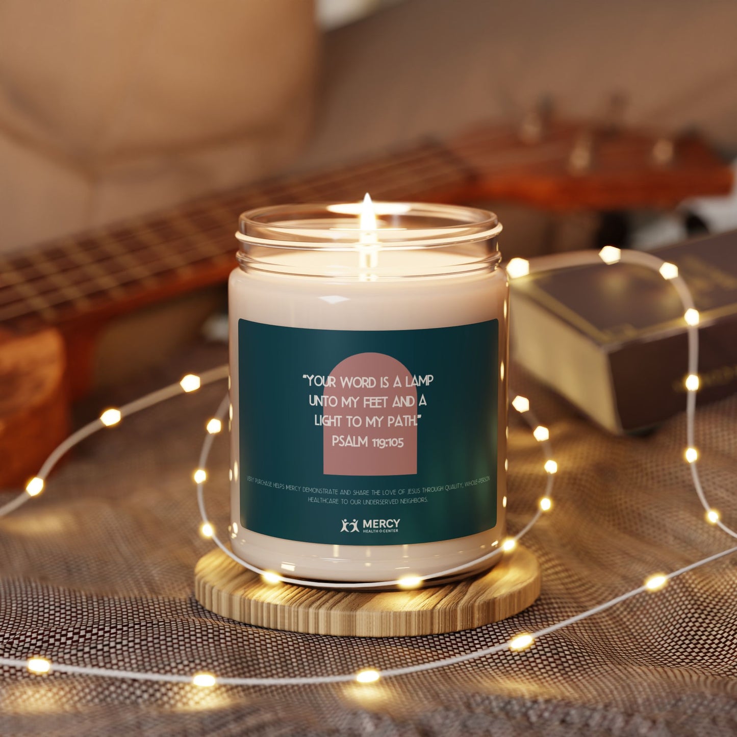 Scented Soy Candle 9oz — Psalm 119:105 Inspirational Jar Candle (Calming Home Fragrance)