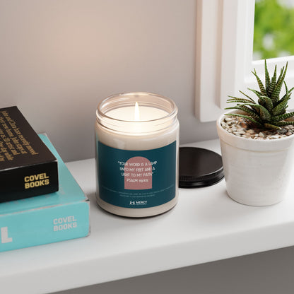 Scented Soy Candle 9oz — Psalm 119:105 Inspirational Jar Candle (Calming Home Fragrance)