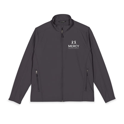 Embroidered 'MERCY' Men's Core Soft Shell Jacket — Lightweight Windproof Work & Casual Coat